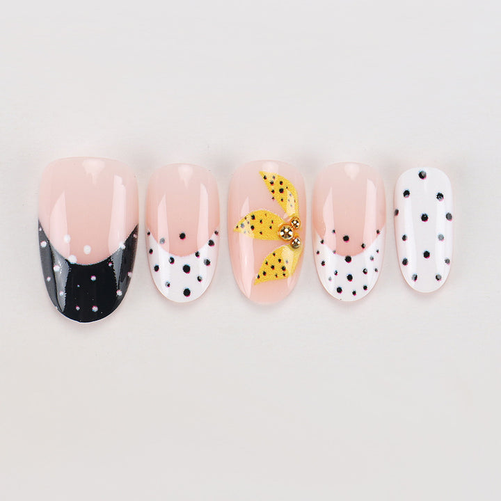 Artistic Press-On Nails with Floral and Polka Dot Designs Kalsten
