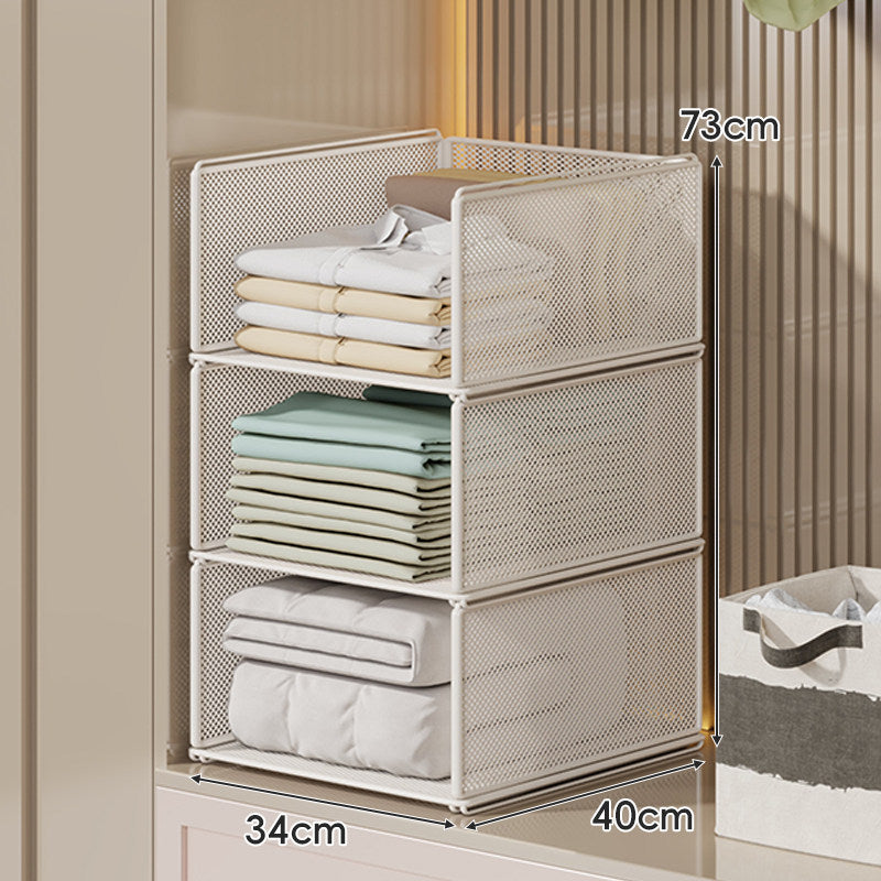 Perforated Steel Fabric Storage Basket with Raised Sliding Base