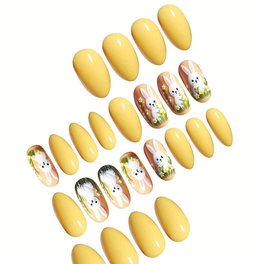 Artistic Bunny-Themed Press-On Nail Art Set Kalsten