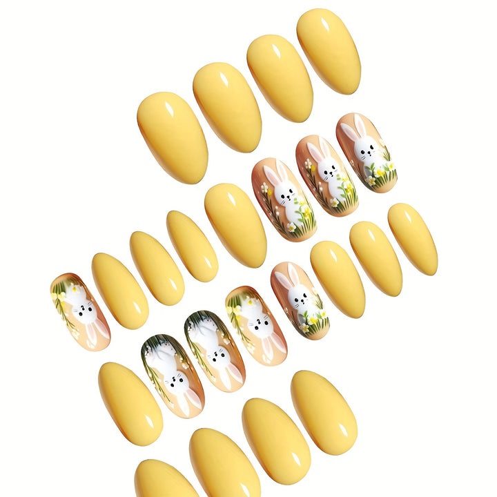 Artistic Bunny-Themed Press-On Nail Art Set Kalsten
