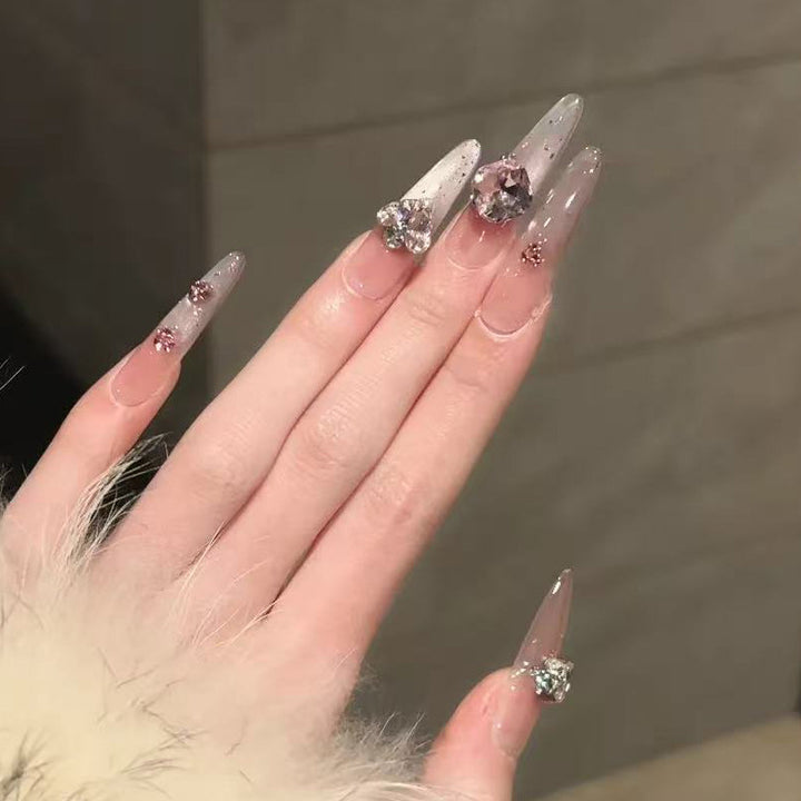 Decorative Long Stiletto Press-On Nail Set with Rhinestone Accents Kalsten