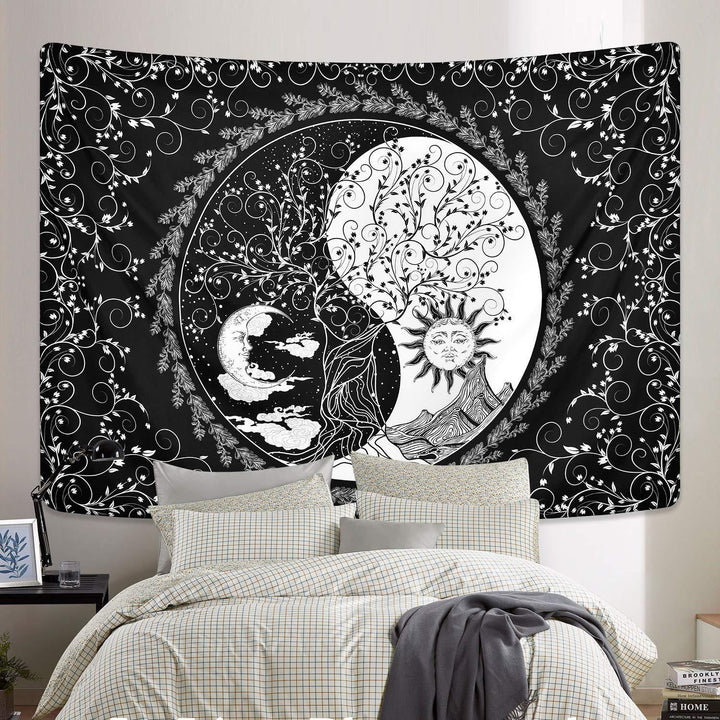 Celestial Sun and Moon Wall Tapestry