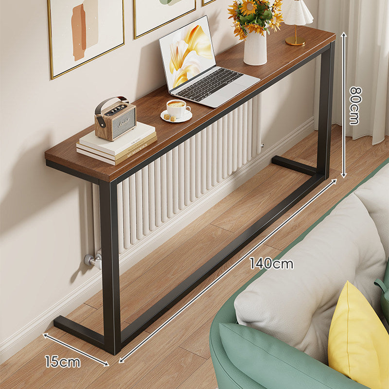 Slim Wooden-Top Metal Console Table for Sofa Back and Hallway