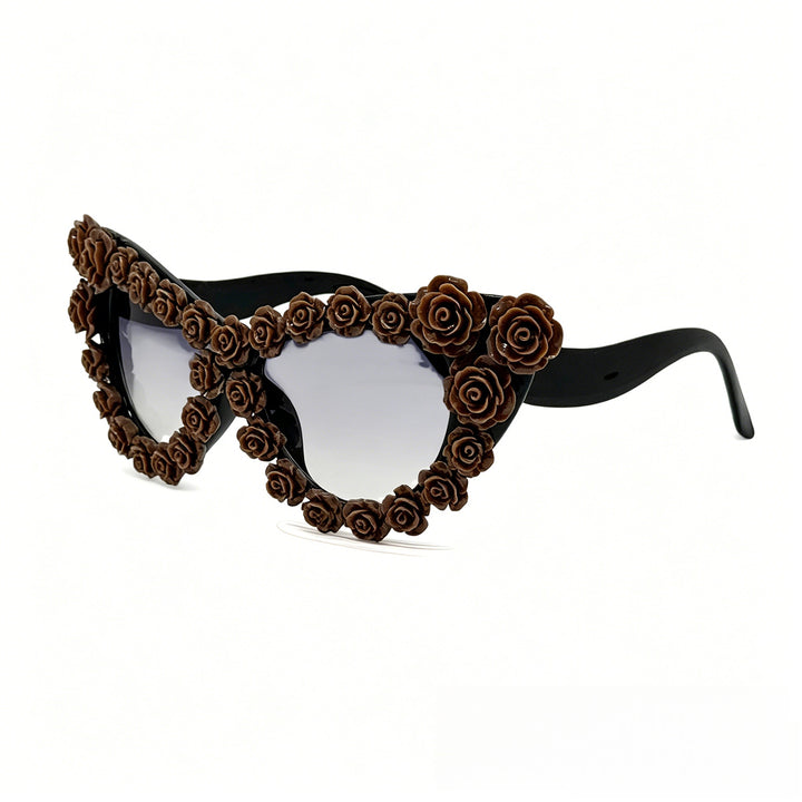 Women's Heart-Shaped Sunglasses with Floral Application Kalsten