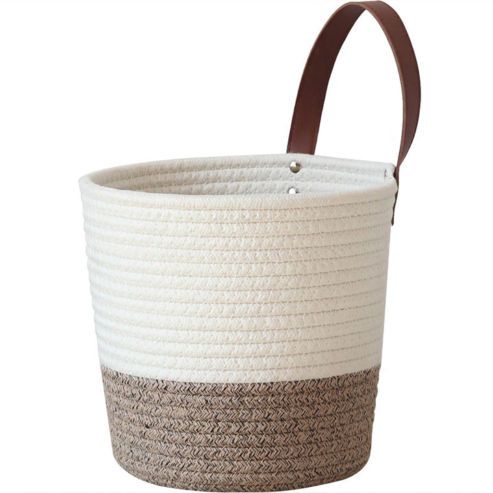 Decorative basket with leather handle Kalsten