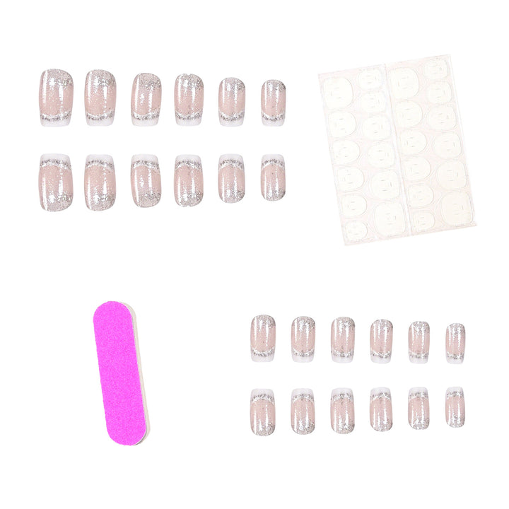 Glittery French Tip Acrylic Nail Extensions Kalsten