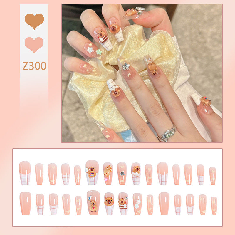 Artificial nail set with charming animal design and sparkling crystal embellishments Kalsten