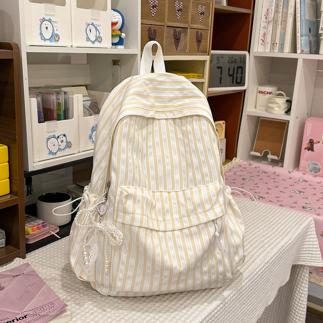Chic Striped Canvas Backpack Kalsten