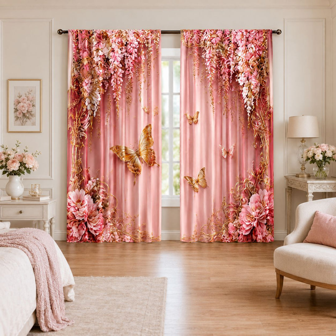 Butterfly-Patterned Decorative Curtains