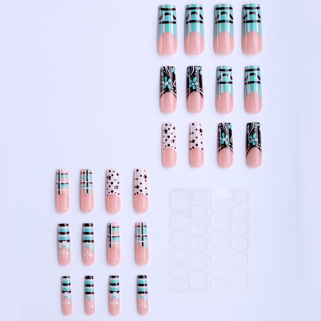 Artificial nails with creative geometric and floral design Kalsten