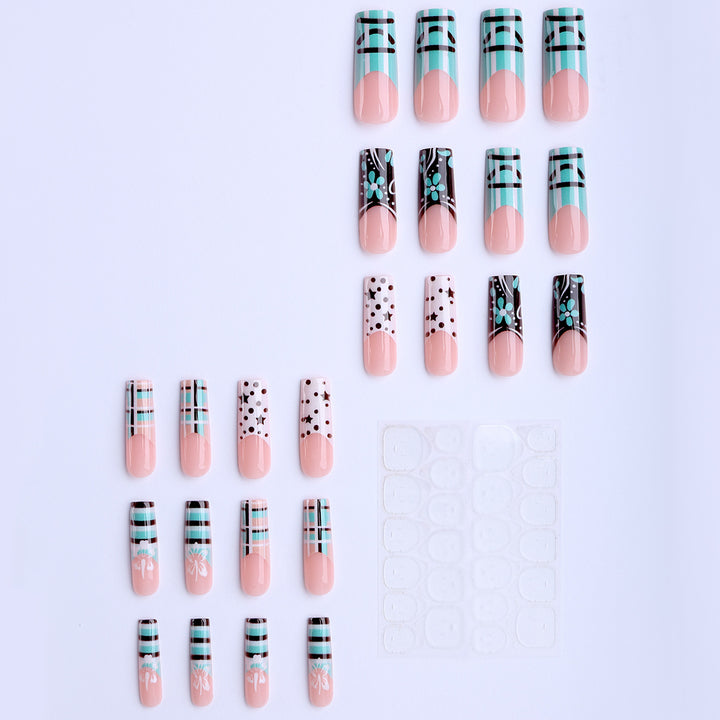 Artificial nails with creative geometric and floral design Kalsten
