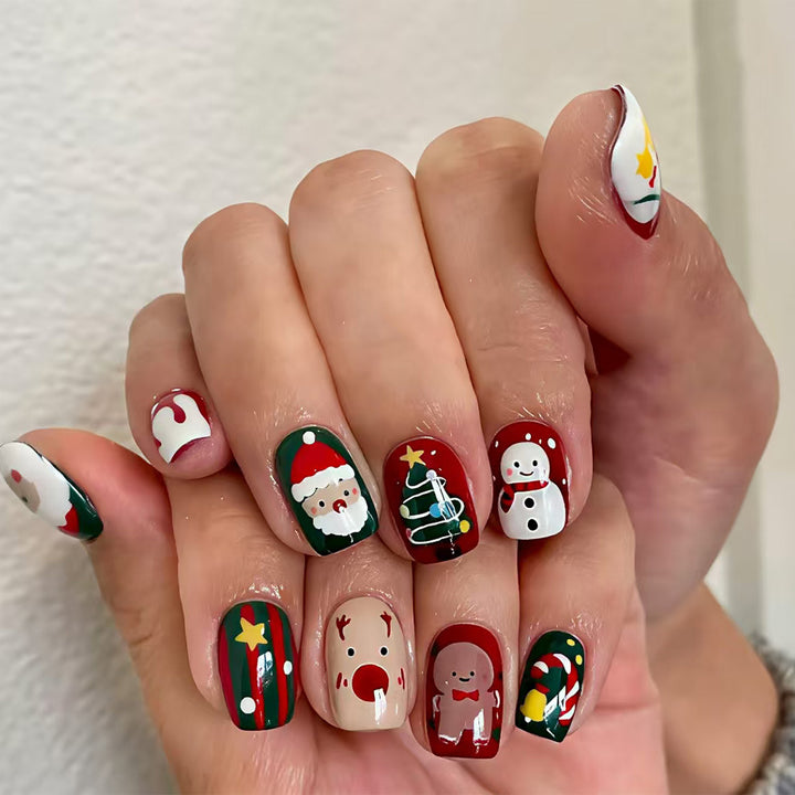Festive Holiday-Themed Press-On Nail Art Kalsten
