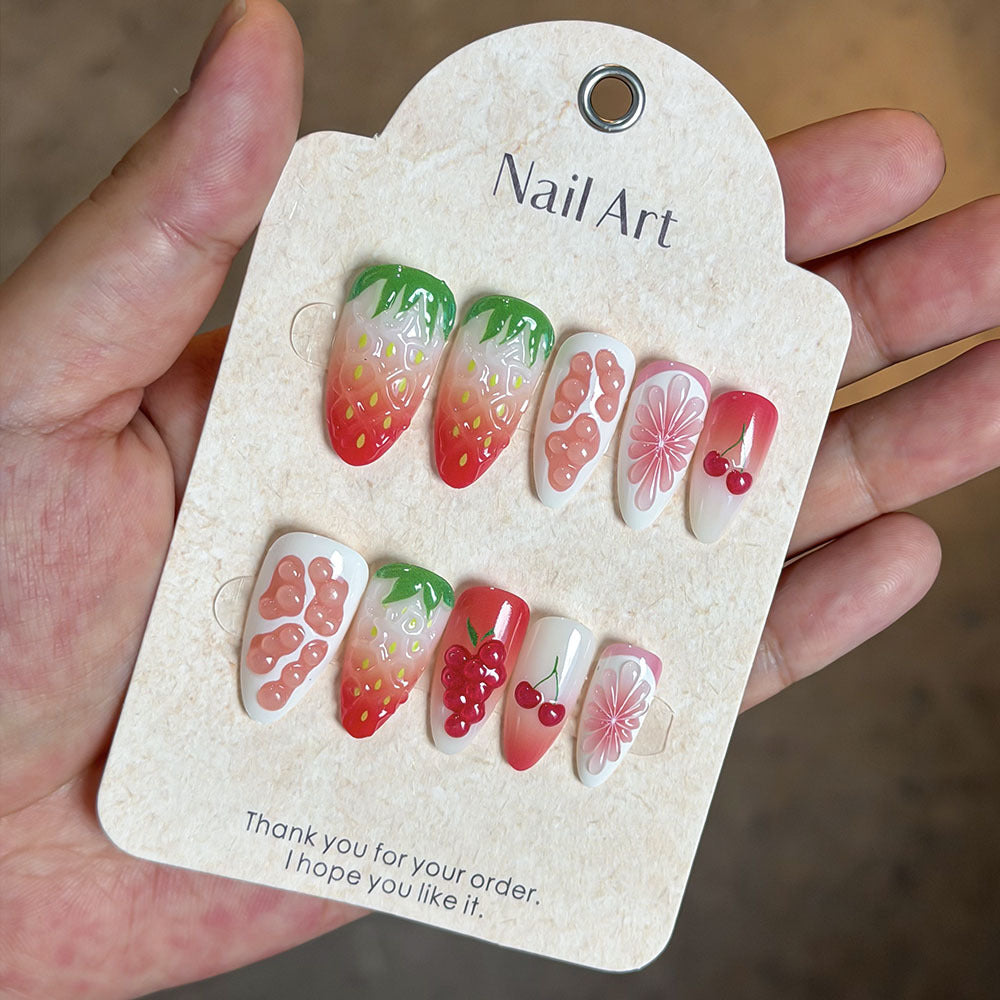 Fruit-Themed Press-On Nail Art Set Kalsten