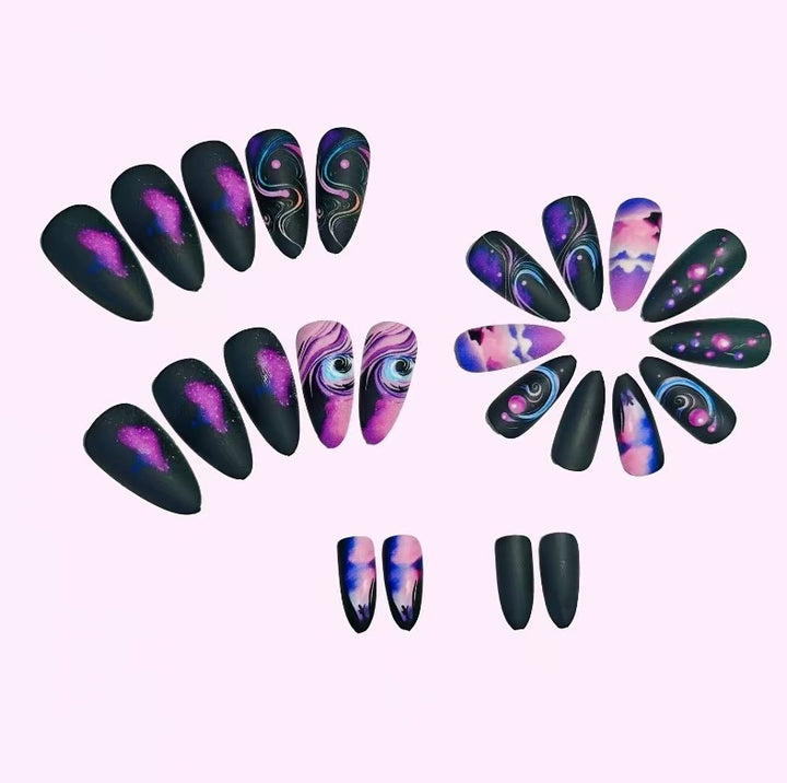 Cosmic Galaxy Stiletto Nail Art