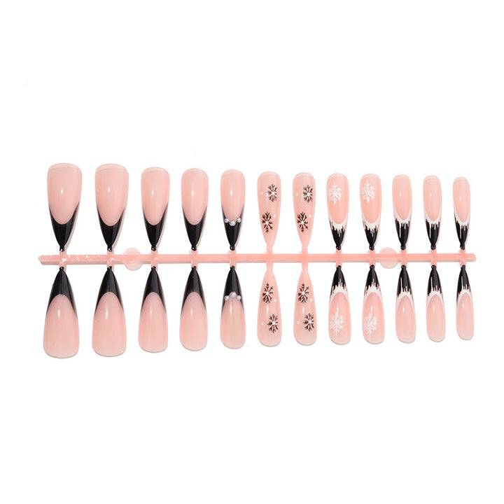 Artistic Stiletto Press-On Nail Set with Decorative Snowflake Designs kalsten