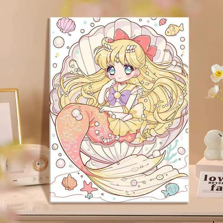 Anime-Inspired Mermaid Illustration Canvas Art Kalsten