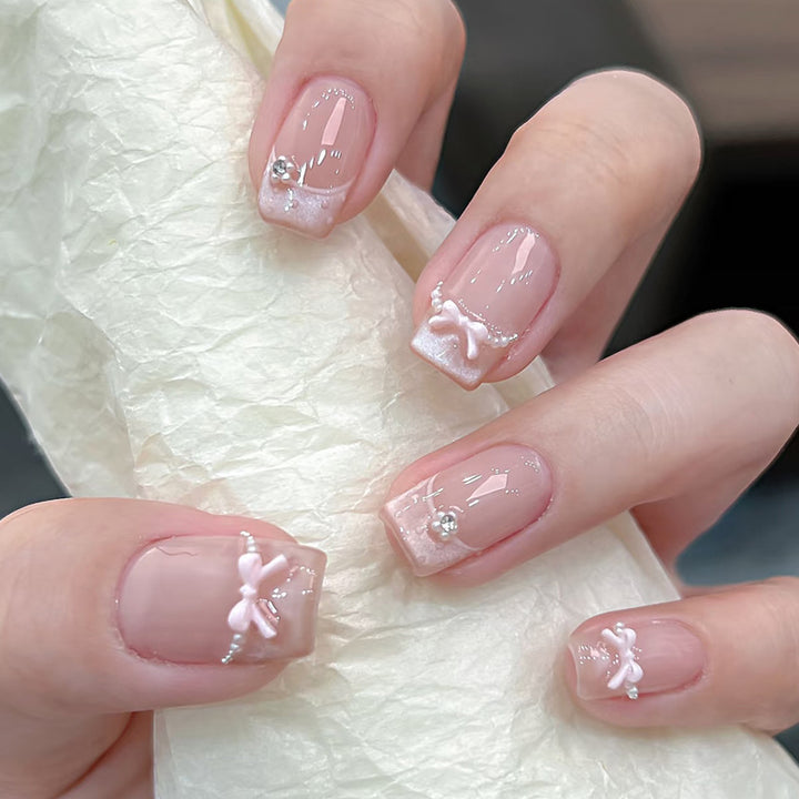 Decorative Press-On Nail Set with Star and Bow Designs Kalsten
