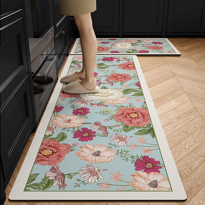 Floral Design Anti-Fatigue Kitchen Mat
