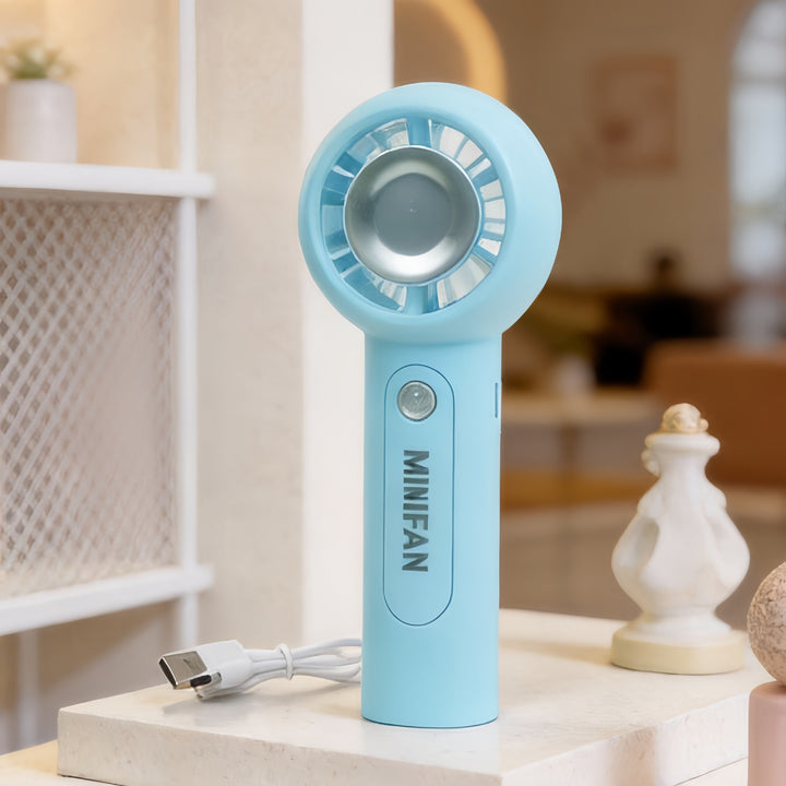 Women Portable Hand Fan with Integrated LED Light and Ergonomic Design Kalsten