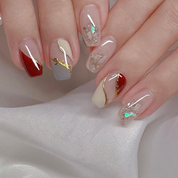Artificial nails with elegant gold pattern Kalsten