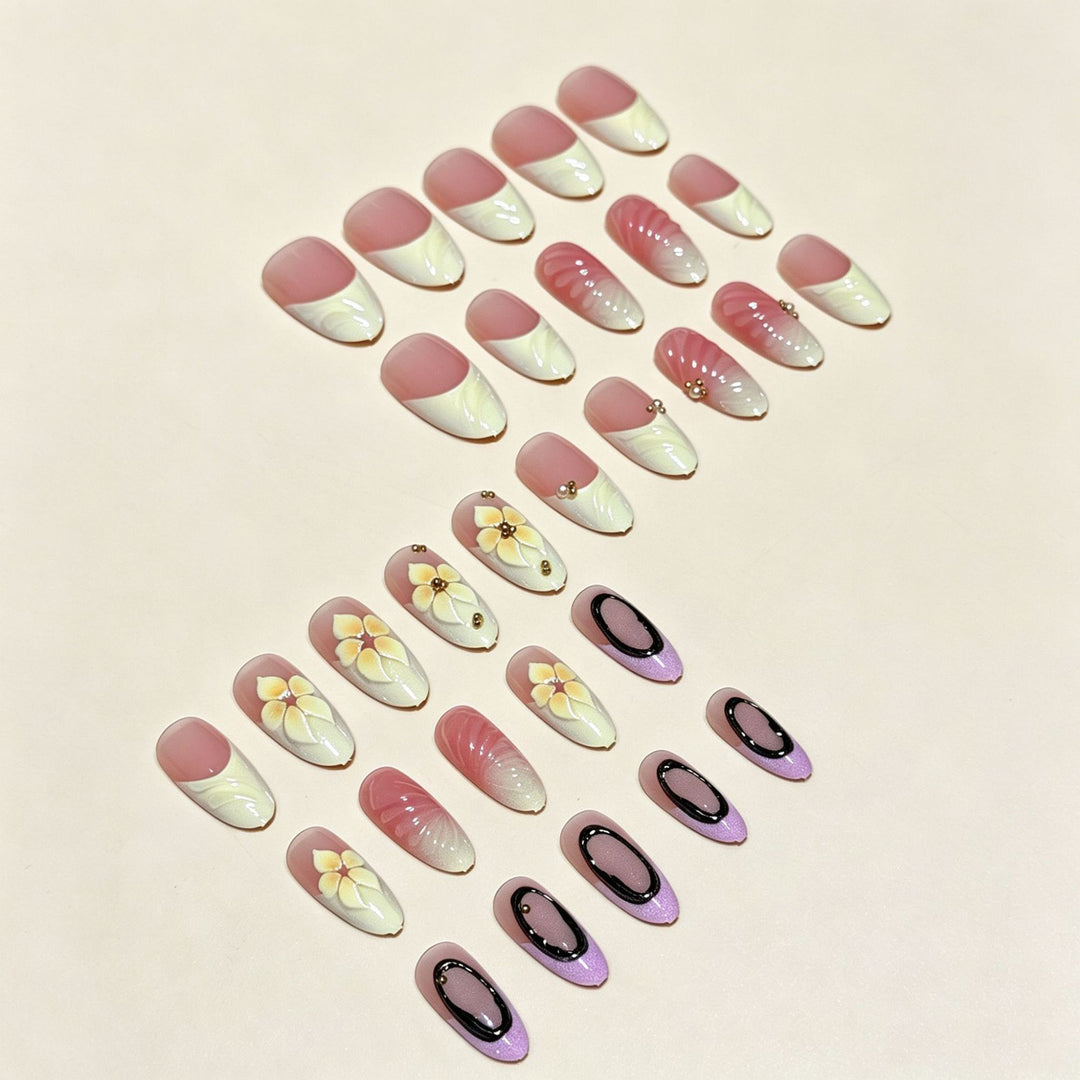 Artistic 3D Floral Press-On Nail Extensions Kalsten