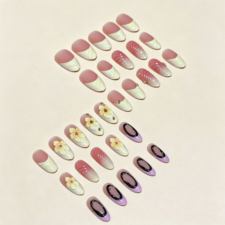 Artistic 3D Floral Press-On Nail Extensions Kalsten