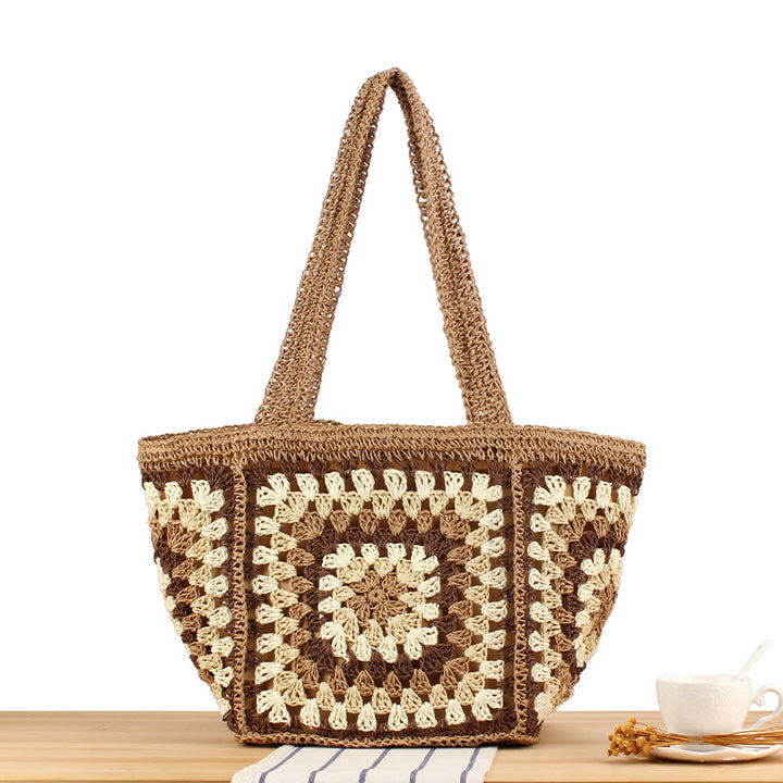 Macrame Tote Bag with Geometric Pattern Kalsten