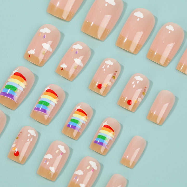 Creative Nail Art Set with Rainbow and Cloud Designs Kalsten