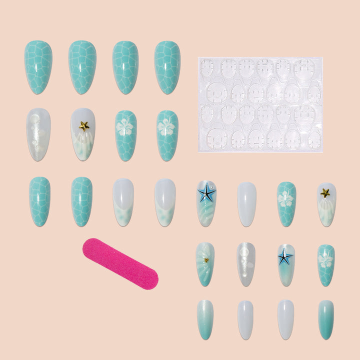 Artificial nail set with sea motifs and 3D accents Kalsten