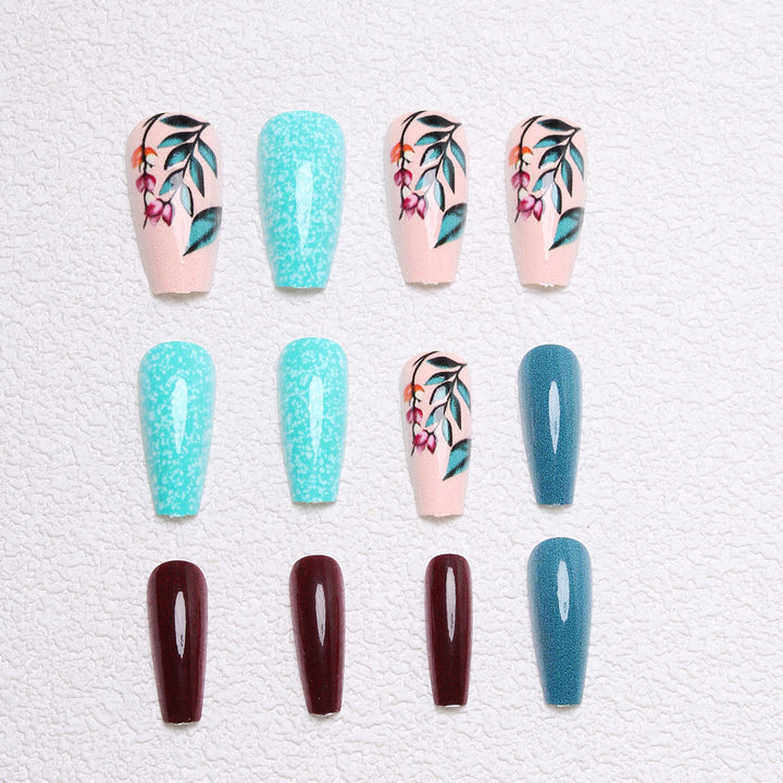 Artistic Floral and Glitter Press-On Nails Kalsten