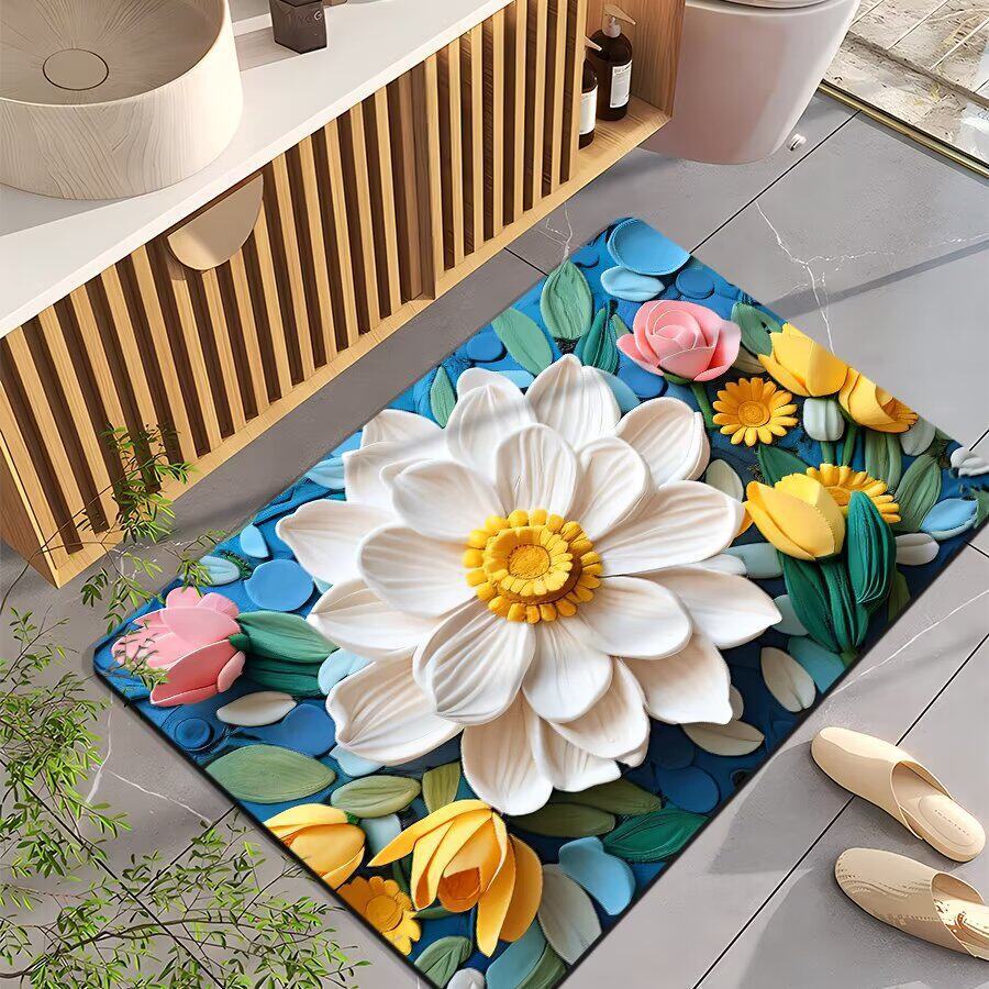 Floral-Themed Non-Slip Bath Mat Kalsten
