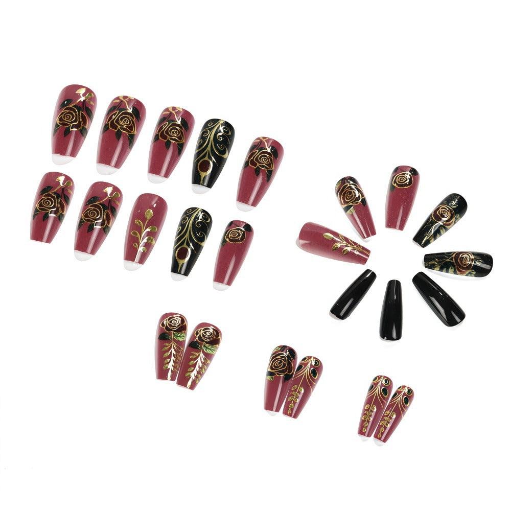 Artificial Nail Set with Floral and Elegant Decorations Kalsten