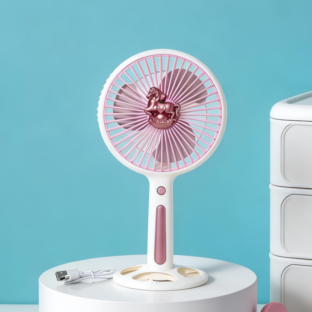 Women's Portable Mini Fan with USB Charging Function and Ergonomic Handle Kalsten