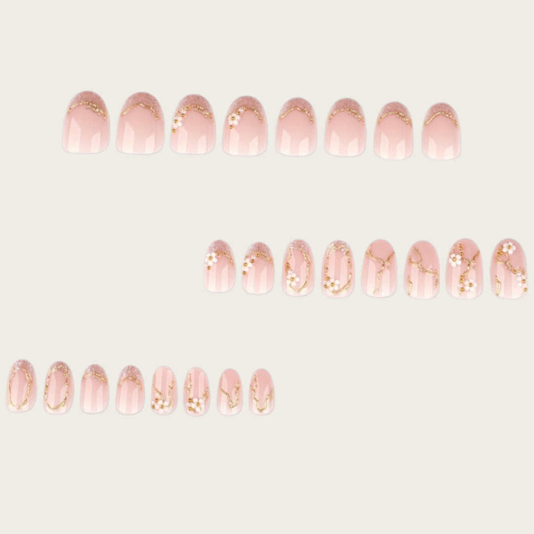 Floral Embellished Press-On Nail Set Kalsten