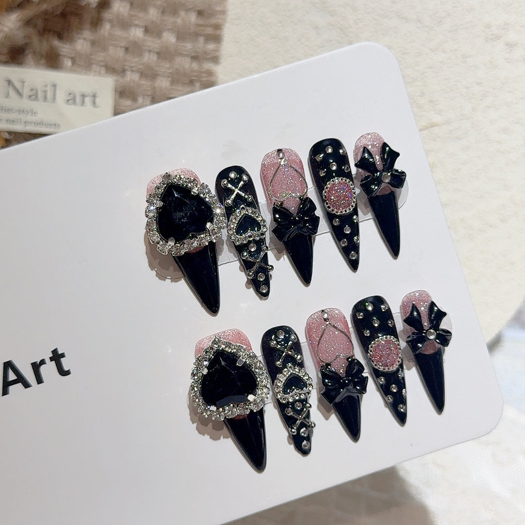 Gothic-Inspired Decorative Press-On Nail Art
