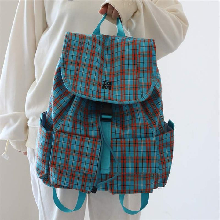 Stylish Checked Pattern Backpack