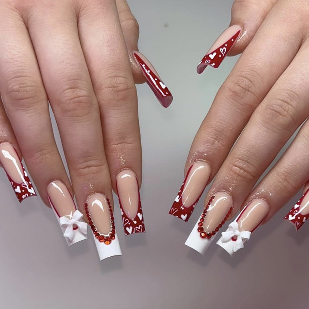 3D Heart-Accent Press-On Nail Art Extensions Kalsten