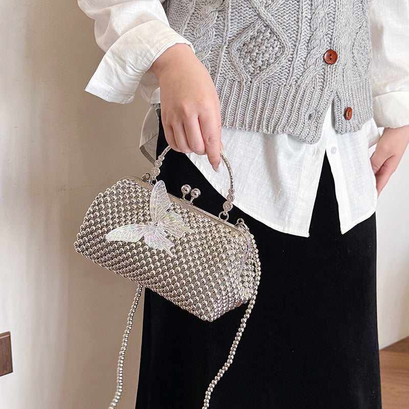 Elegant Beaded Butterfly Evening Handbag