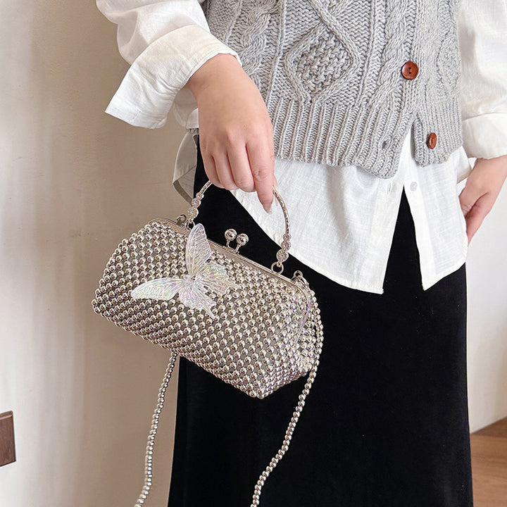 Elegant Beaded Butterfly Evening Handbag