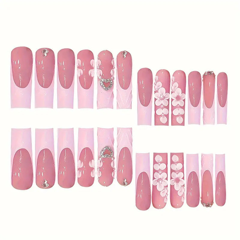 Decorative Floral Appliqué Press-On Nails Kalsten