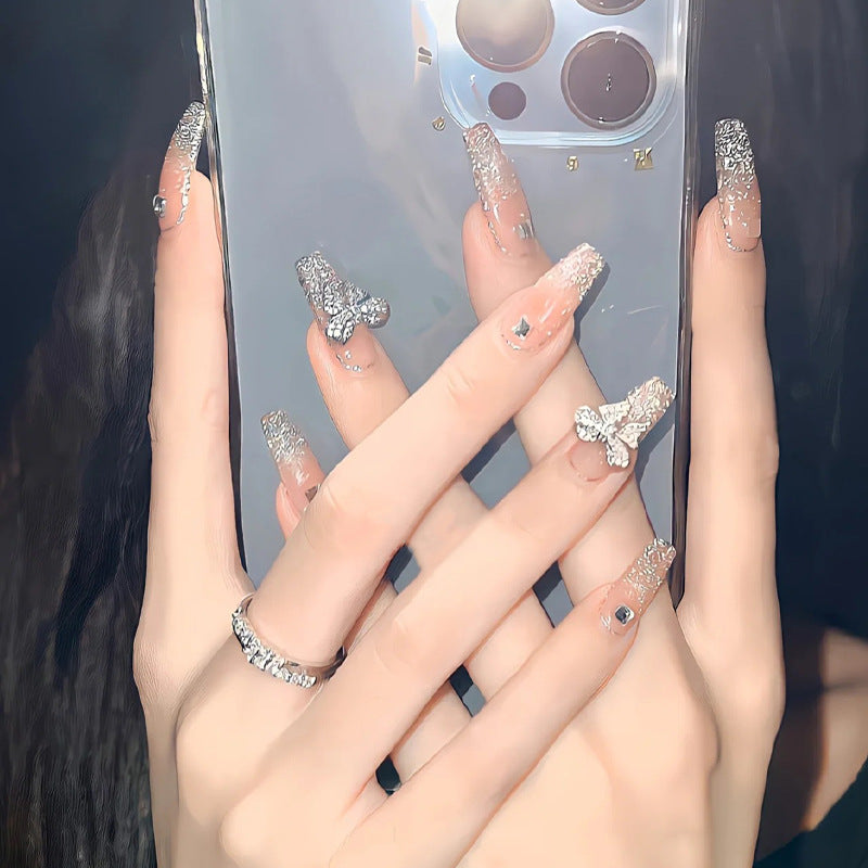 Glamorous Rhinestone-Embellished Press-On Nails
