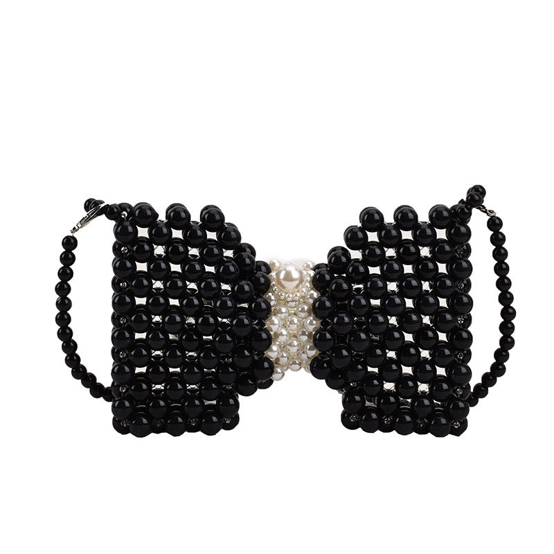 Pearled Bow Motif Evening Handbag