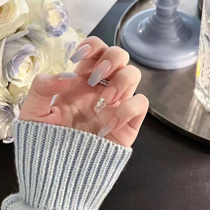 Premium Press-On Nail Set with Glitter Accents