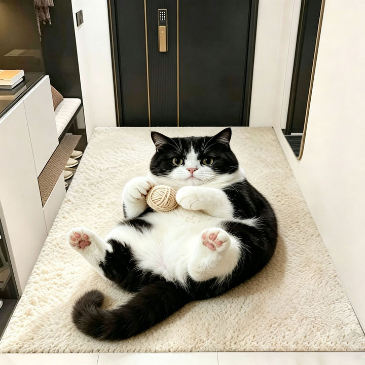 Plush Cat-Themed Area Rug