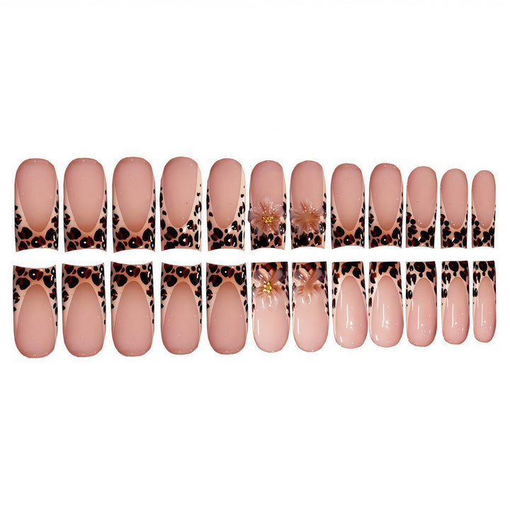 Artistic Floral Leopard Print Press-On Nails Kalsten