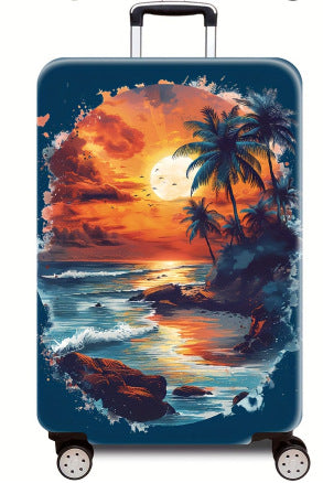Women's Hard Shell Suitcase with Tropical Sunset Design Kalsten