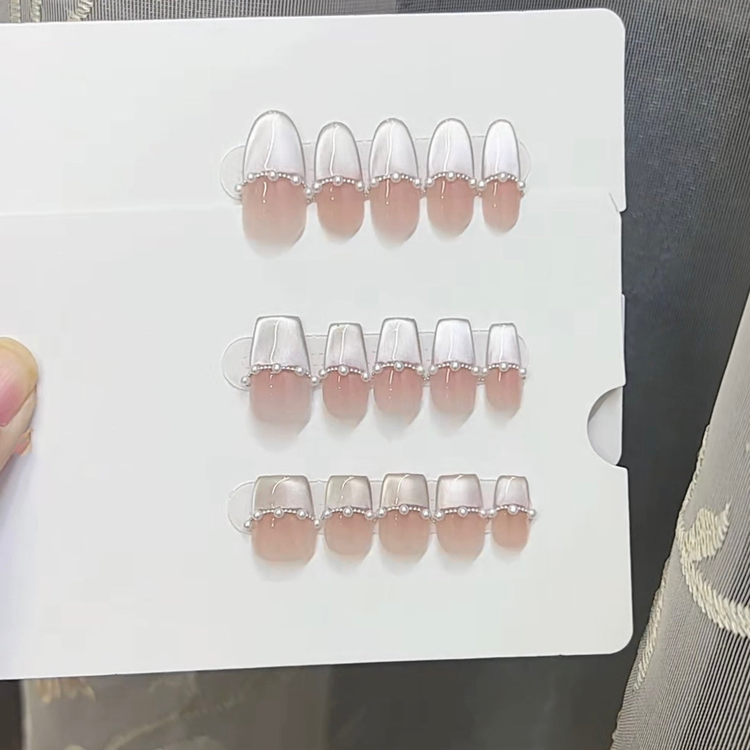 Elegant Press-On Nail Set with Pearl Accents Kalsten