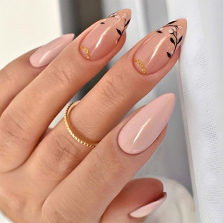 Premium Artistic Press-On Nail Art Set with Floral Accents Kalsten