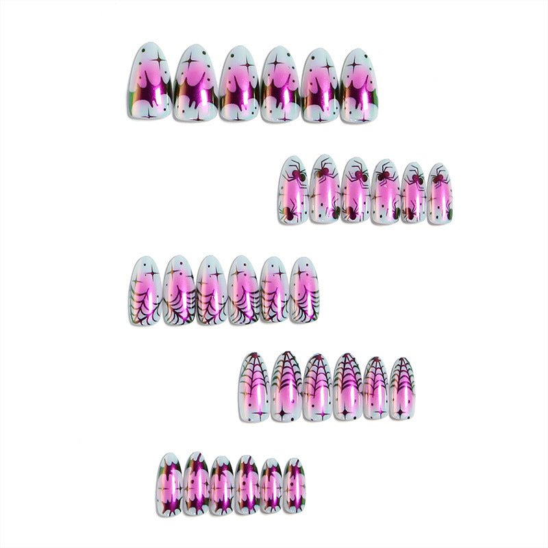 Creative nail art set with creepy spider design and colorful pattern Kalsten