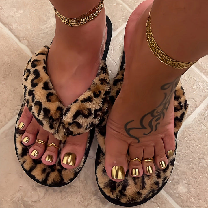 Plush Leopard Print Slippers Kalsten